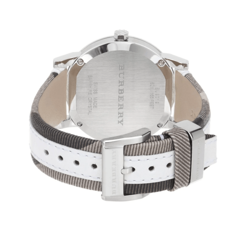 Burberry The City Silver Dial White Leather Strap Watch for Women - BU9019 Watches Burberry   