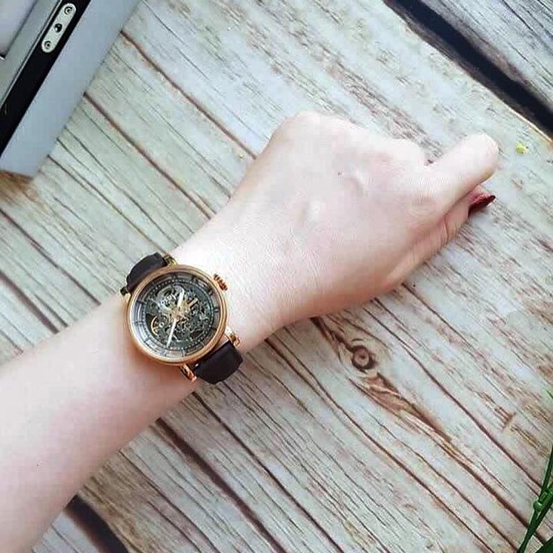 Fossil Boyfriend Automatic Skeleton Grey Dial Grey Leather Strap Watch for Women - ME3089 Watches Fossil   