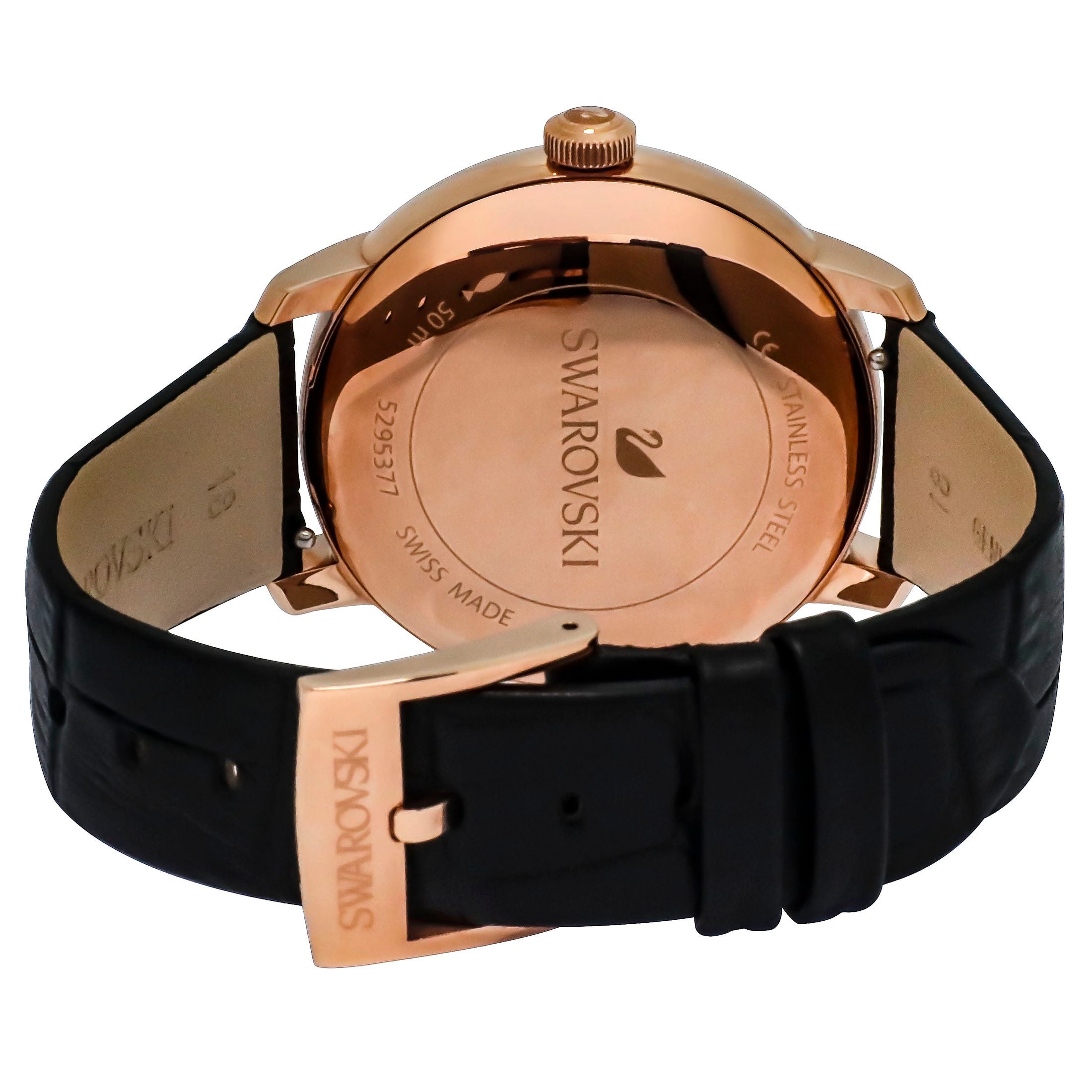 Swarovski Crystalline Hours Black Dial Black Leather Strap Watch for Women - 5295377 Watches Swarovski   