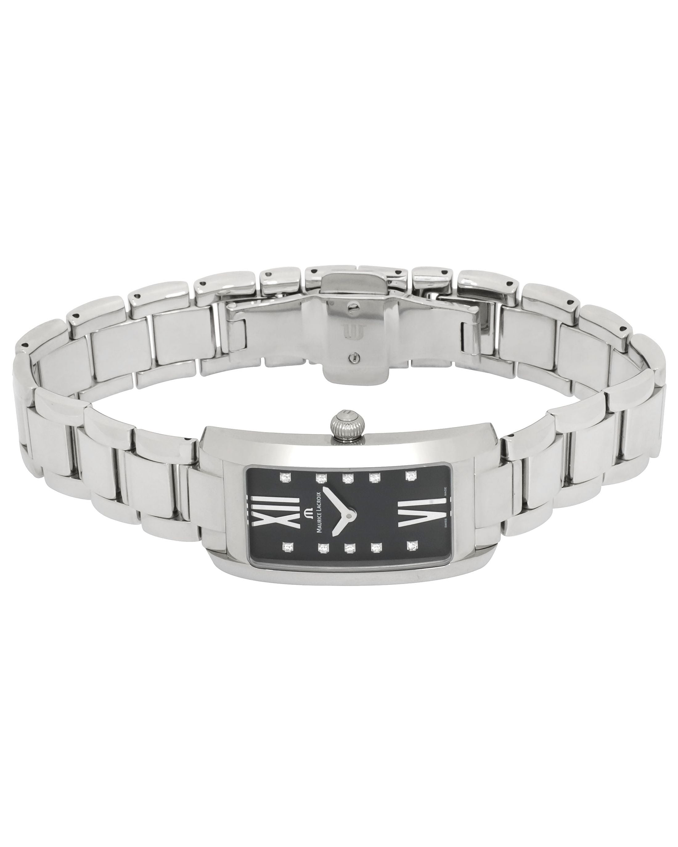 Maurice Lacroix Fiaba Black Dial Silver Steel Strap Watch for Women - FA2164-SS002-350 Watches Maurice Lacroix   