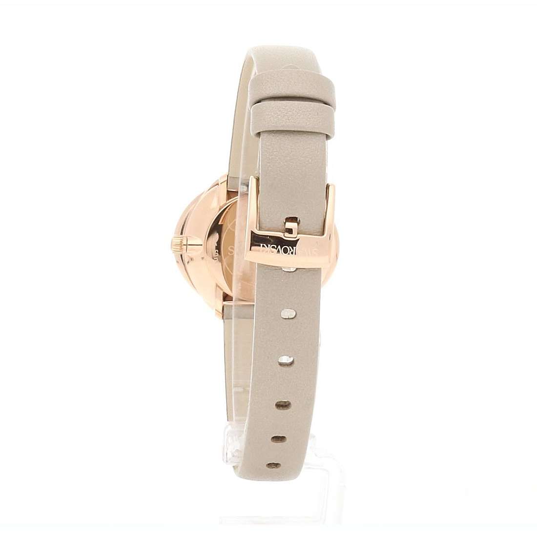 Swarovski Crystal Flower Grey Dial Grey Leather Strap Watch for for Women - 5552424 Watches Swarovski   