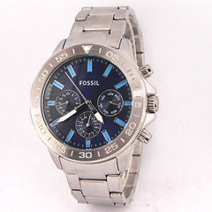 Fossil Bannon Multifunction Blue Dial Silver Steel Strap Watch for Men - BQ2503 Watches Fossil   