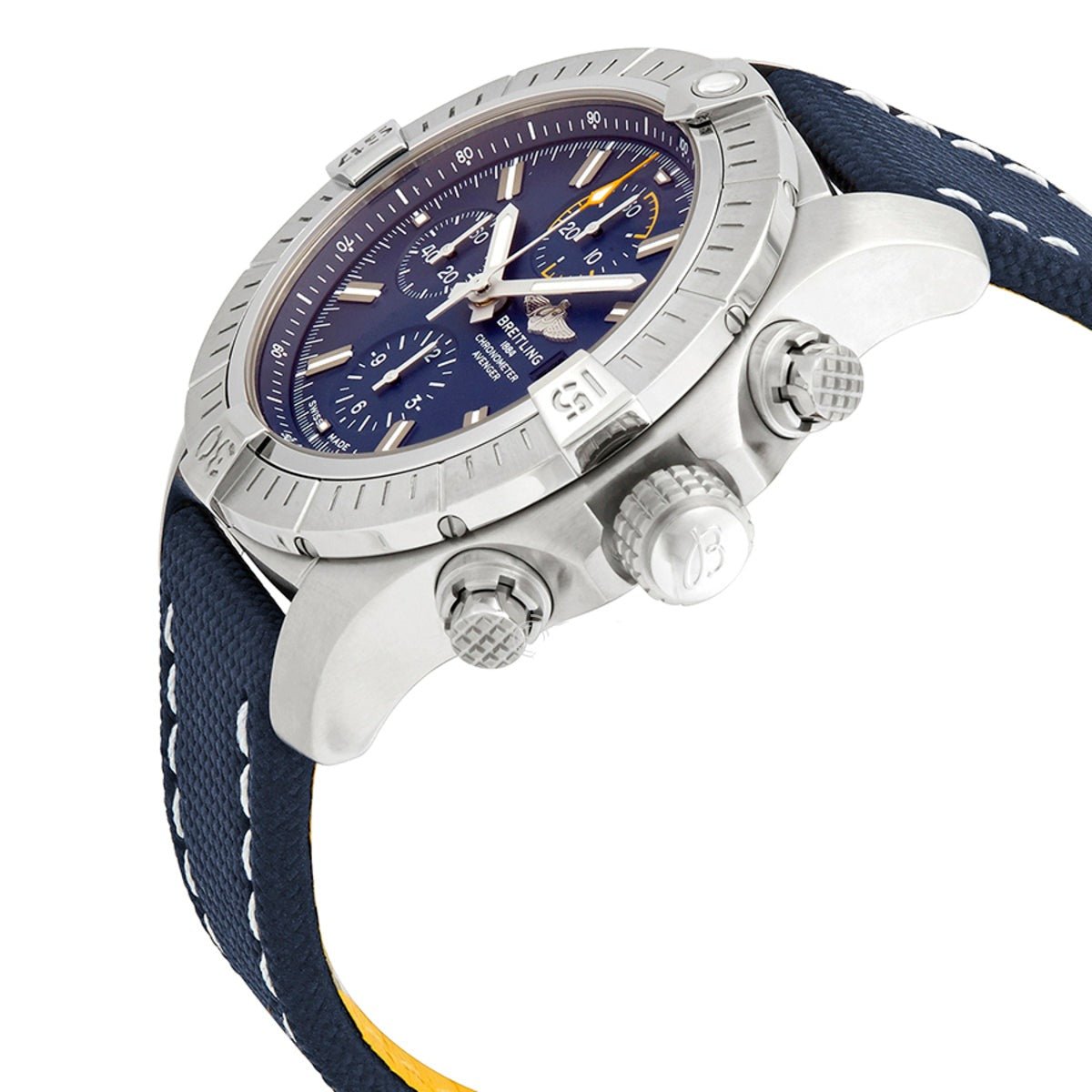 Breitling Avenger Chronograph 45mm Blue Dial Blue Calfskin Strap Watch for Men - A13317101C1X2 Watches Breitling   