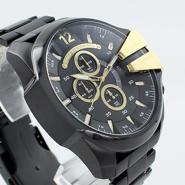 Diesel Mega Chief Chronograph Black Dial Black Stainless Steel Watch For Men - DZ4338 Watches Diesel   