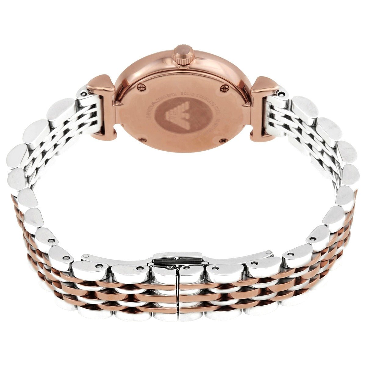 Emporio Armani Gianni T Bar Pink Dial Two Tone Stainless Steel Strap Watch For Women - AR11223 Watches Emporio Armani   