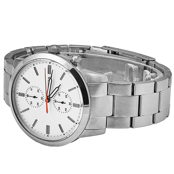 Fossil Townsman White Dial Silver Steel Strap Watch for Men - FS5346 Watches Fossil   