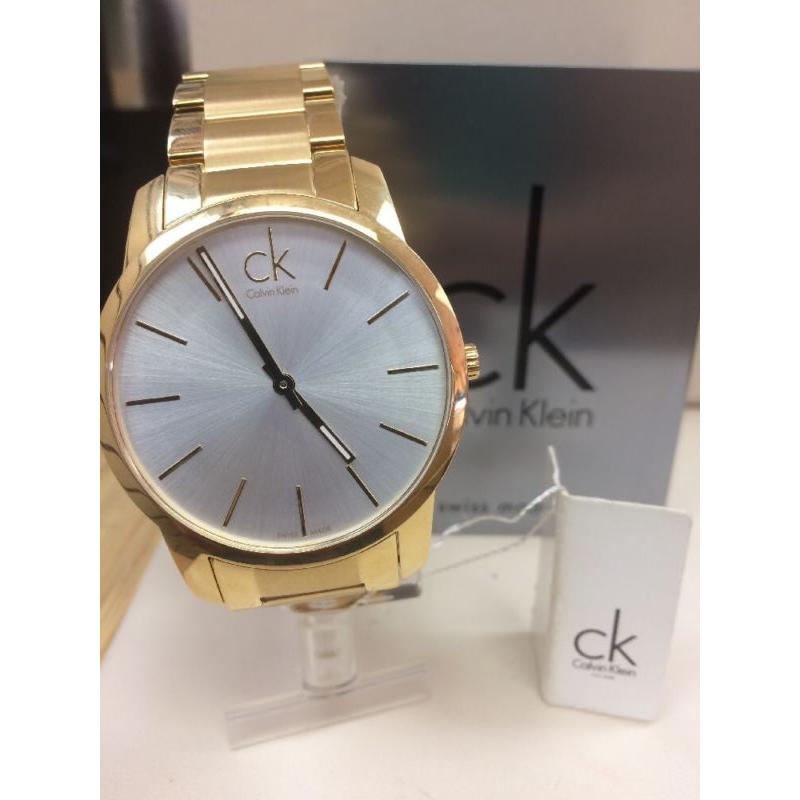 Calvin Klein City Silver Dial Gold Steel Strap Watch for Men - K2G21546 Watches Calvin Klein   