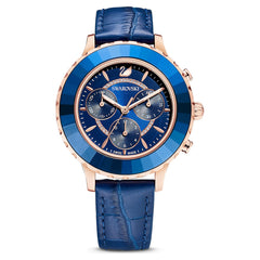 Swarovski Octea Lux Chrono Blue Dial Blue Leather Strap Watch for Women - 5563480 Watches Swarovski   
