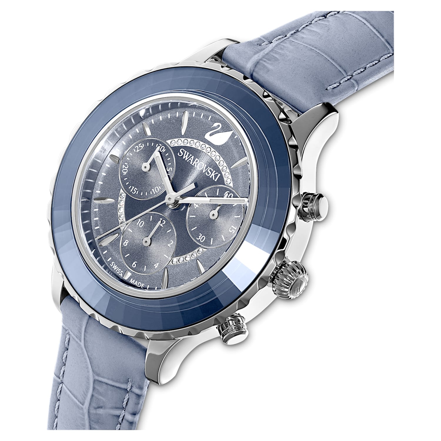 Swarovski Octea Lux Chrono Blue Dial Blue Leather Strap Watch for Women - 5580600 Watches Swarovski   