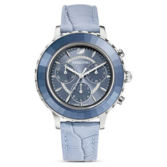 Swarovski Octea Lux Chrono Blue Dial Blue Leather Strap Watch for Women - 5580600 Watches Swarovski   