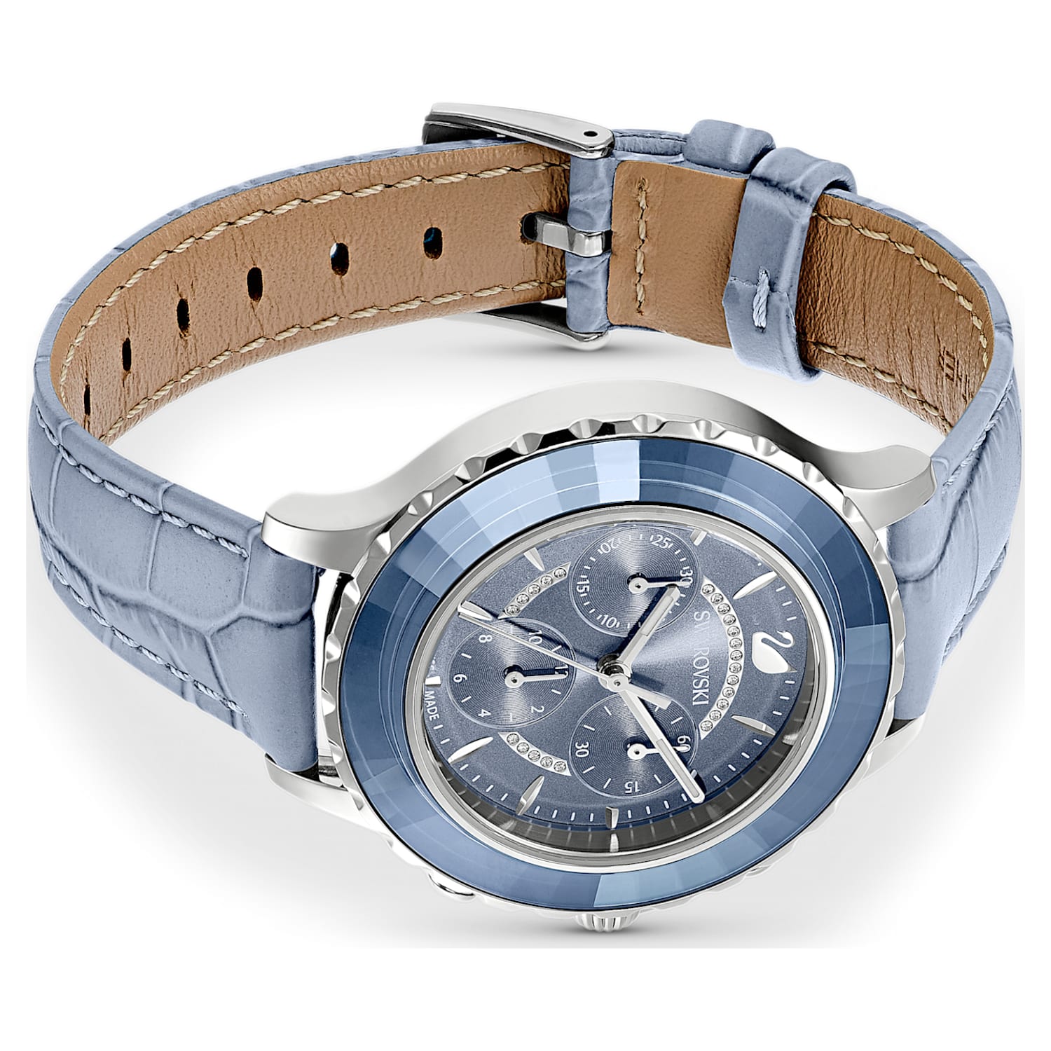 Swarovski Octea Lux Chrono Blue Dial Blue Leather Strap Watch for Women - 5580600 Watches Swarovski   
