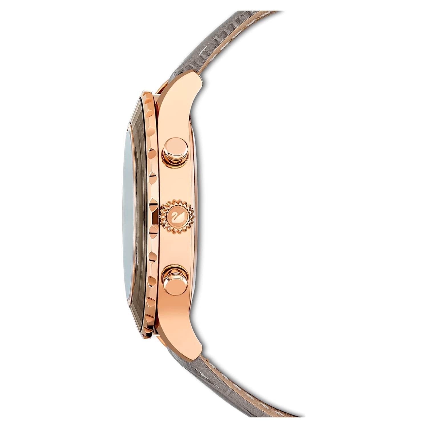 Swarovski Octea Lux Chrono Grey Dial Grey Leather Strap Watch for Women - 5452495 Watches Swarovski   
