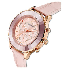 Swarovski Octea Lux Chrono Pink Dial Pink Leather Strap Watch for Women - 5452501 Watches Swarovski   