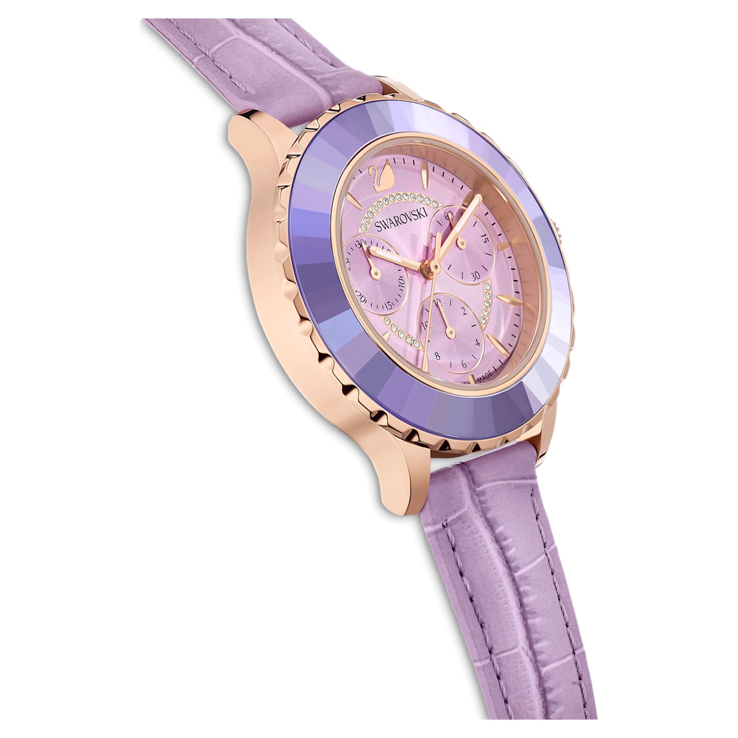 Swarovski Octea Lux Chrono Purple Dial Purple Leather Strap Watch for Women - 5632263 Watches Swarovski   