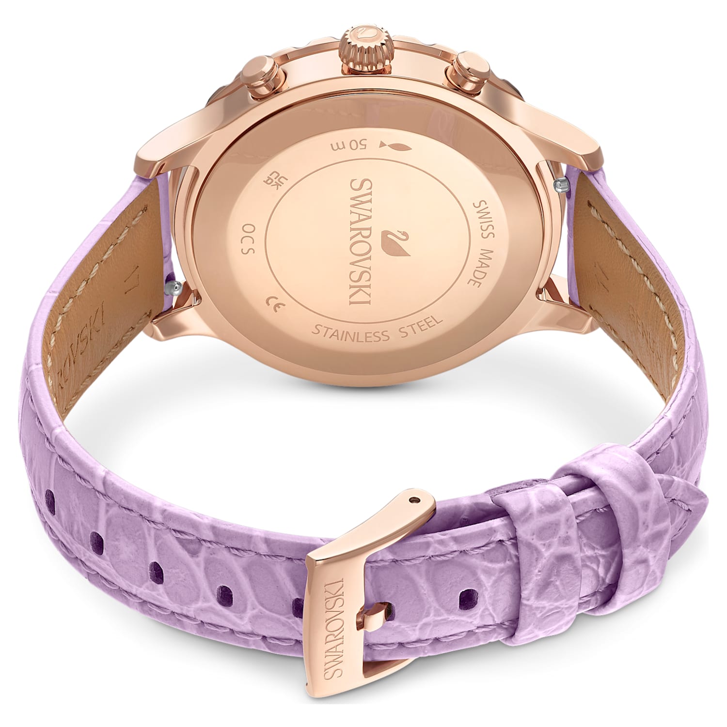 Swarovski Octea Lux Chrono Purple Dial Purple Leather Strap Watch for Women - 5632263 Watches Swarovski   