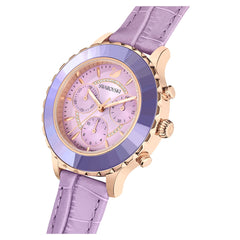 Swarovski Octea Lux Chrono Purple Dial Purple Leather Strap Watch for Women - 5632263 Watches Swarovski   