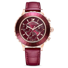 Swarovski Octea Lux Chrono Red Dial Red Leather Strap Watch for Women - 5547642 Watches Swarovski   