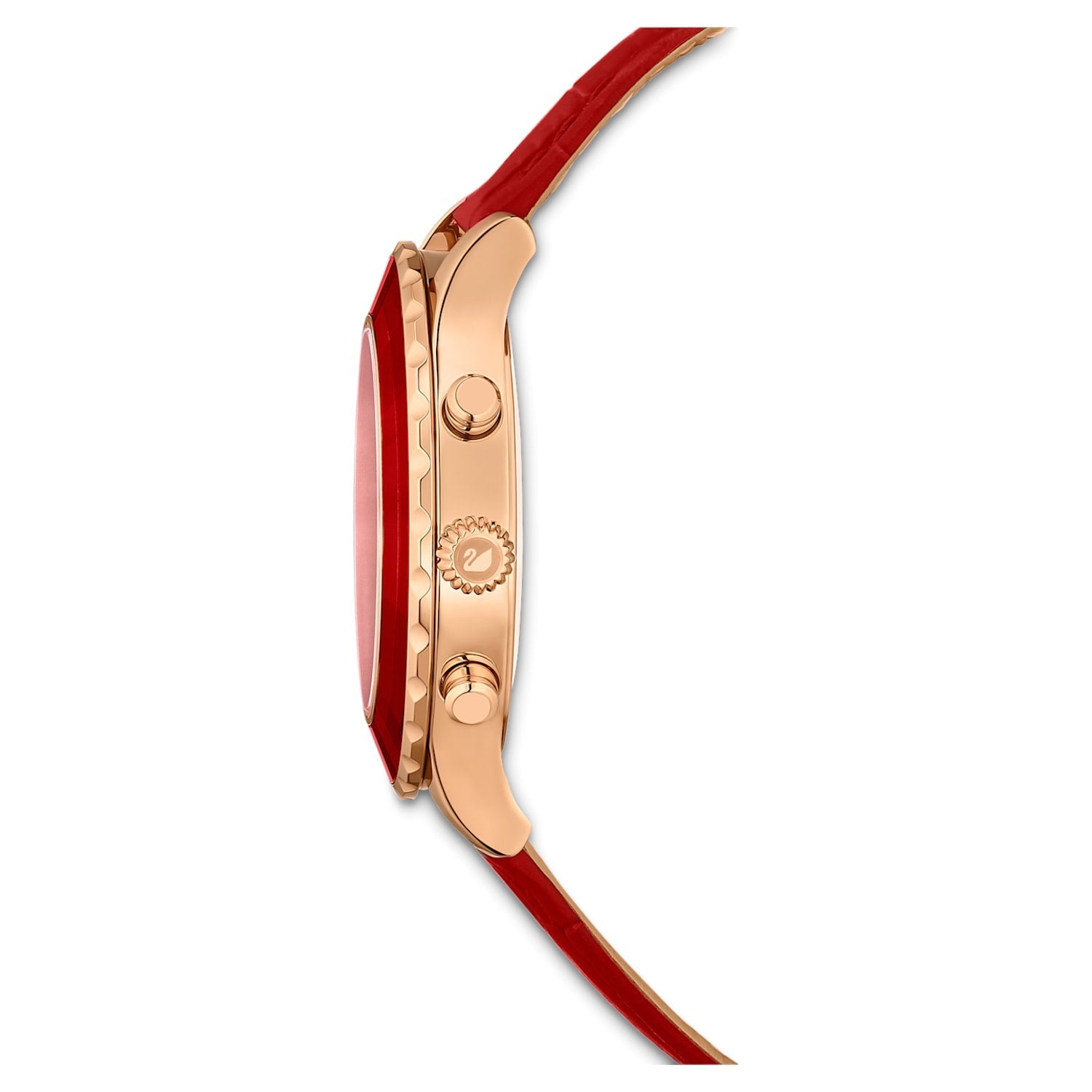 Swarovski Octea Lux Chrono Red Dial Red Leather Strap Watch for Men - 5646975 Watches Swarovski   