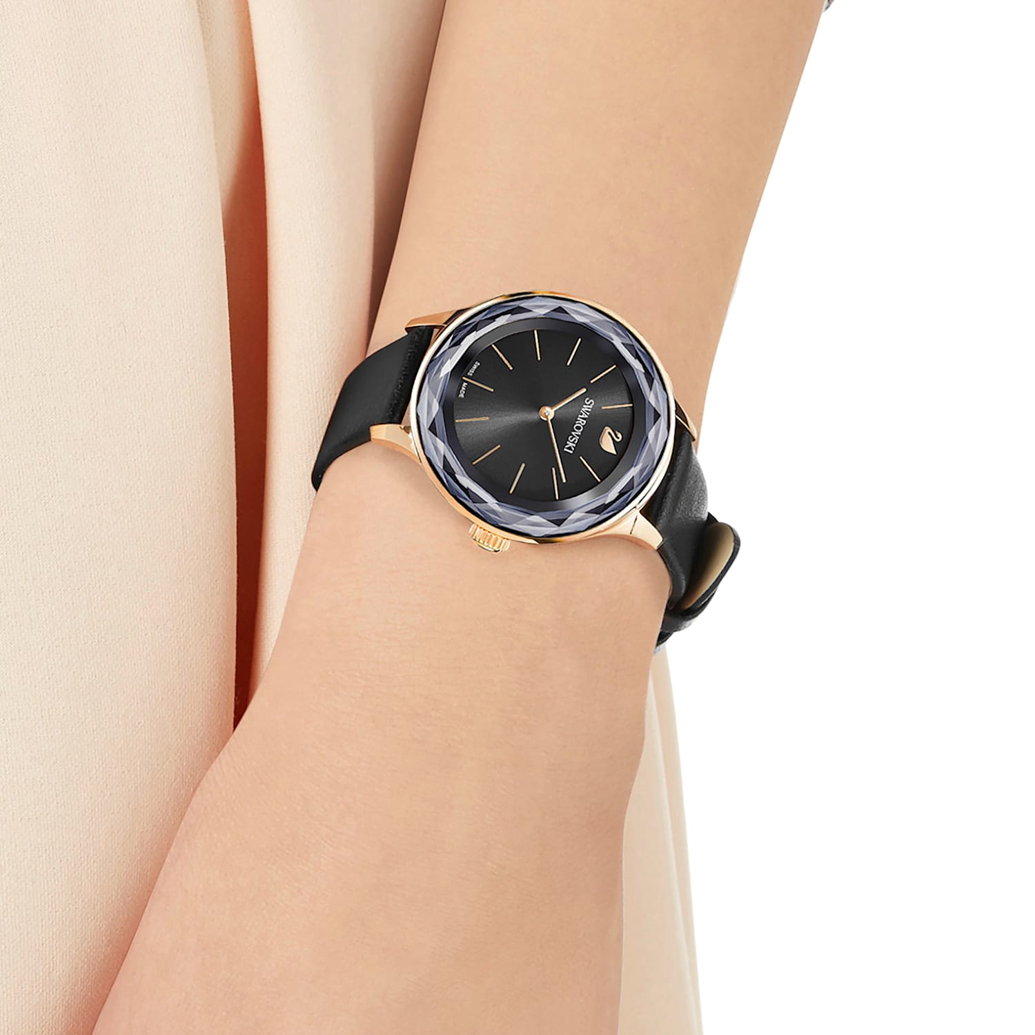 Swarovski Octea Nova Grey Dial Grey Leather Strap Watch for Women - 5295358 Watches Swarovski   