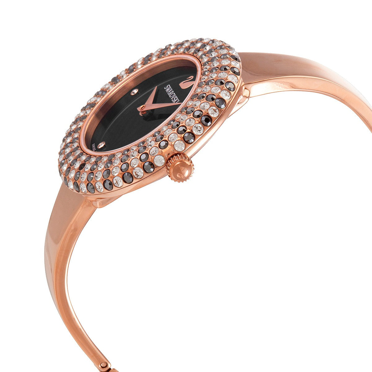 Swarovski Crystal Rose Black Dial Rose Gold Steel Strap Watch for Women - 5484050 Watches Swarovski   