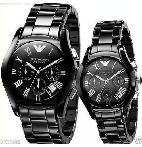 Emporio Armani Black Ceramic Dial Ceramic Strap Watch For Women - AR1401 Watches Emporio Armani   