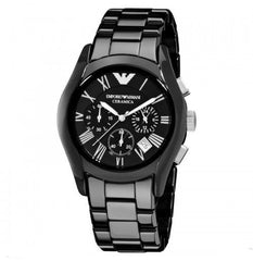 Emporio Armani Black Ceramic Dial Ceramic Strap Watch For Women - AR1401 Watches Emporio Armani   