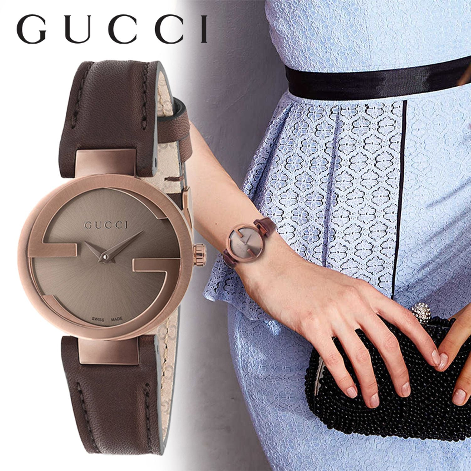 Gucci G Interlocking Brown Dial Brown Leather Strap Watch For Women - YA133504 Watches Gucci   