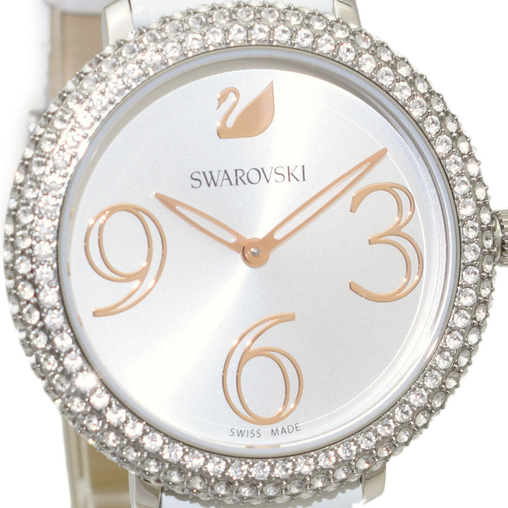 Swarovski Crystal Frost Silver Dial White Leather Strap Watch for Women - 5484070 Watches Swarovski   