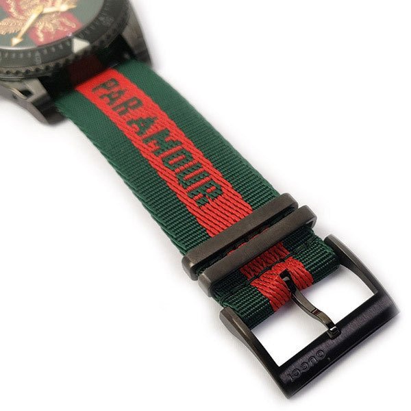 Gucci Dive Green & Red Dial Green & Red Nylon Strap Watch For Men - YA136216 Watches Gucci   
