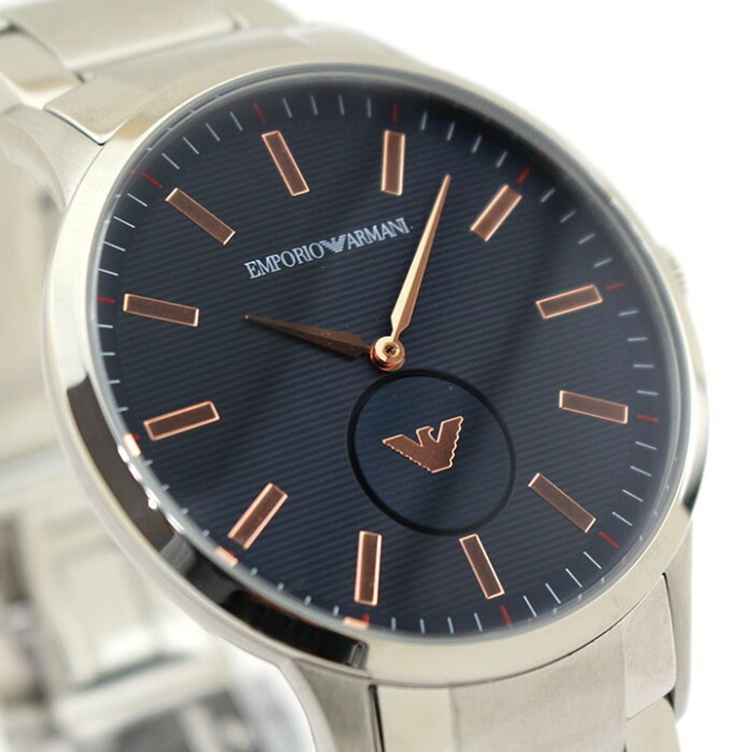 Emporio Armani Renato Blue Dial Silver Stainless Steel Watch For Men - AR11137 Watches Emporio Armani   