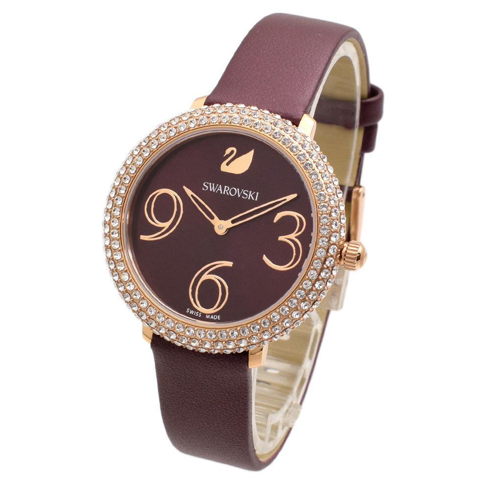 Swarovski Crystal Frost Red Dial Red Leather Strap Watch for Women - 5484064 Watches Swarovski   