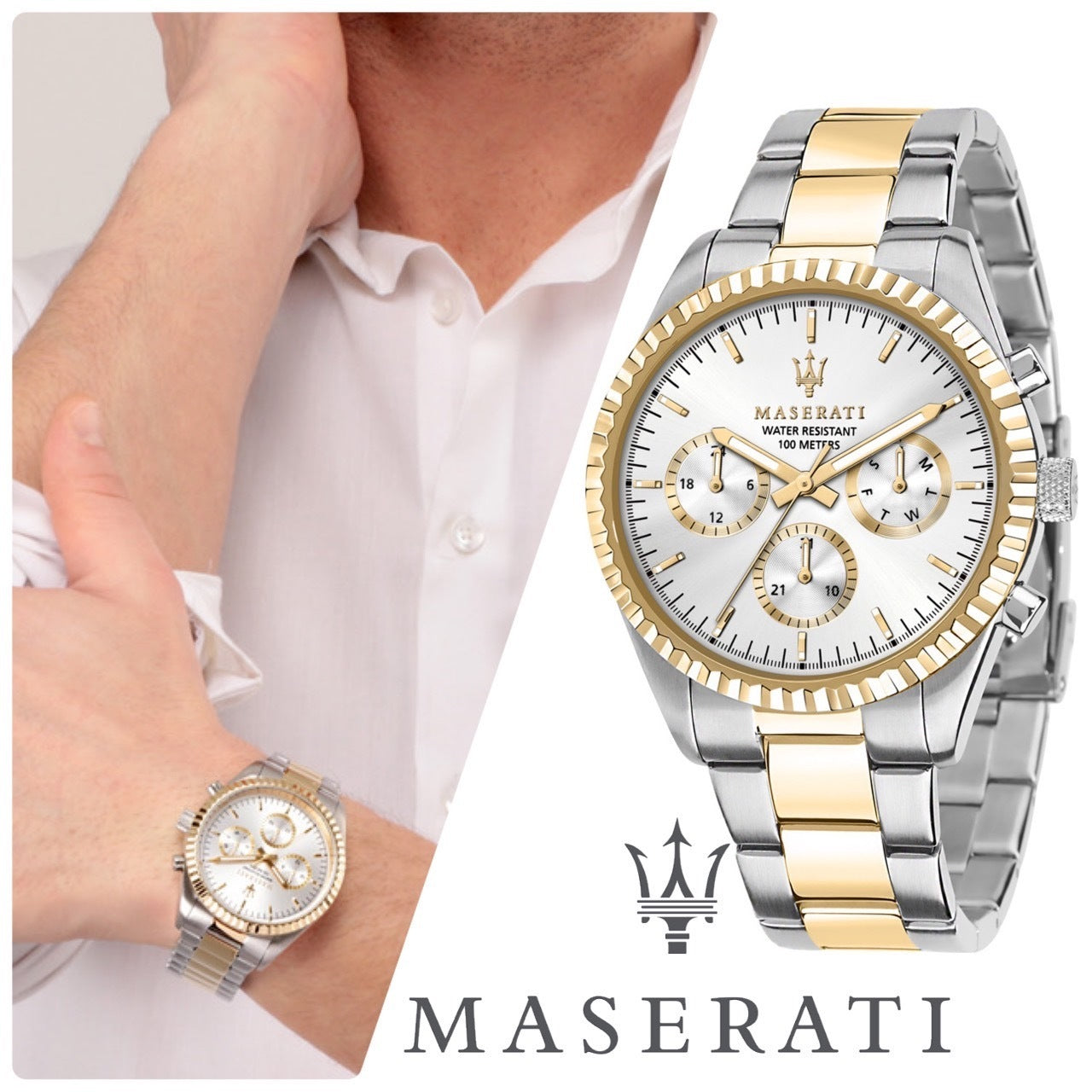 Maserati Competizione Chronograph Quartz Silver Dial Watch For Men - R8853100021 Watches Maserati   