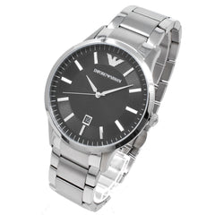 Emporio Armani Sportivo Black Dial Silver Stainless Steel Watch For Men - AR2457 Watches Emporio Armani   