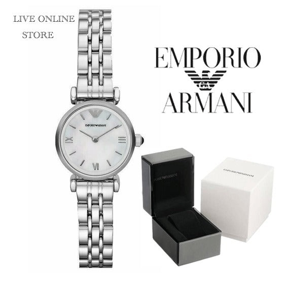 Emporio Armani Gianni White Dial Silver Stainless Steel Strap Watch For Women - AR1763 Watches Emporio Armani   