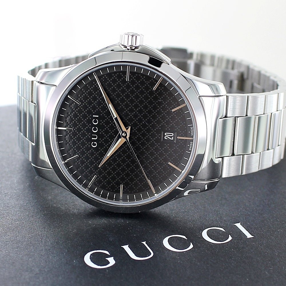 Gucci G Timeless Black Dial Silver Steel Strap Unisex Watch - YA126457 Watches Gucci   