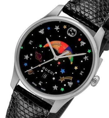 Gucci G-Timeless Moonphase Black Dial Black Leather Strap Watch For Men - YA1264045 Watches Gucci   