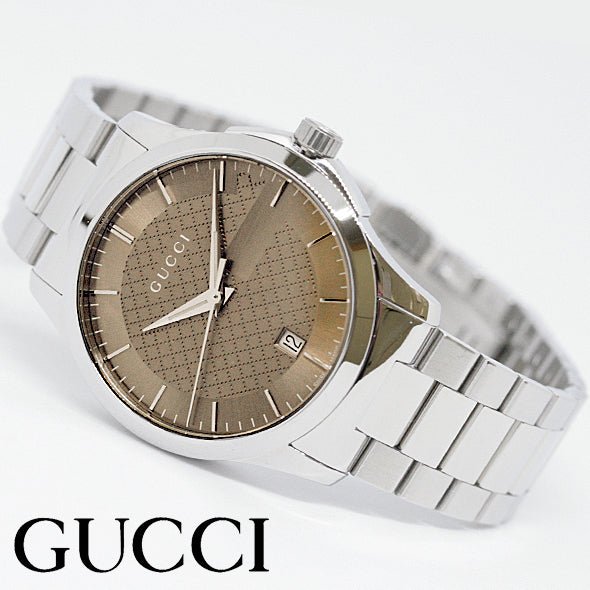 Gucci G Timeless Brown Dial Silver Steel Strap Watch For Men - YA126445 Watches Gucci   