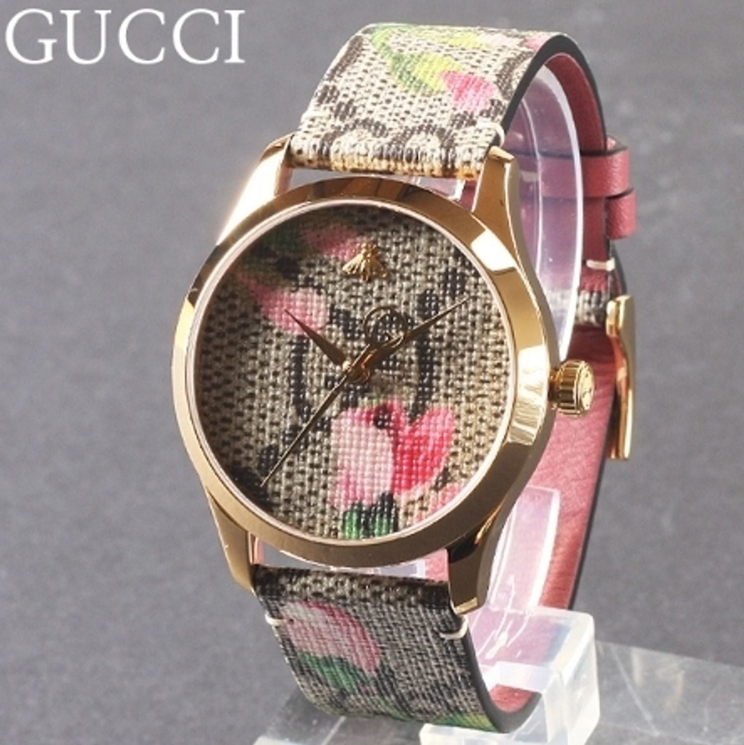 Gucci G Timeless Floral Brown Dial Brown Leather Strap Watch For Women - YA1264038 Watches Gucci   