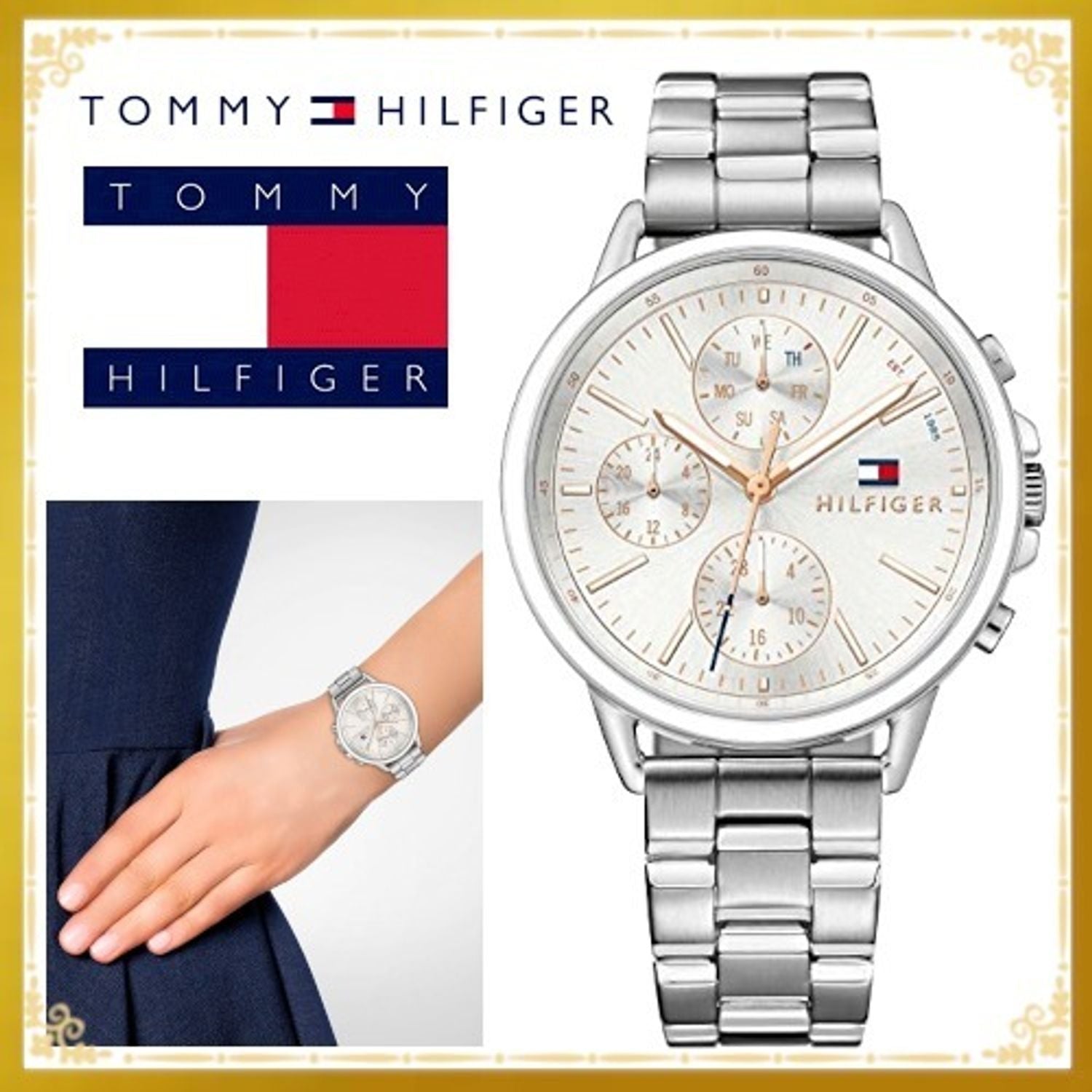 Tommy Hilfiger Carly White Dial Silver Stainless Steel Strap Watch for Women - 1781787 Watches Tommy Hilfiger   