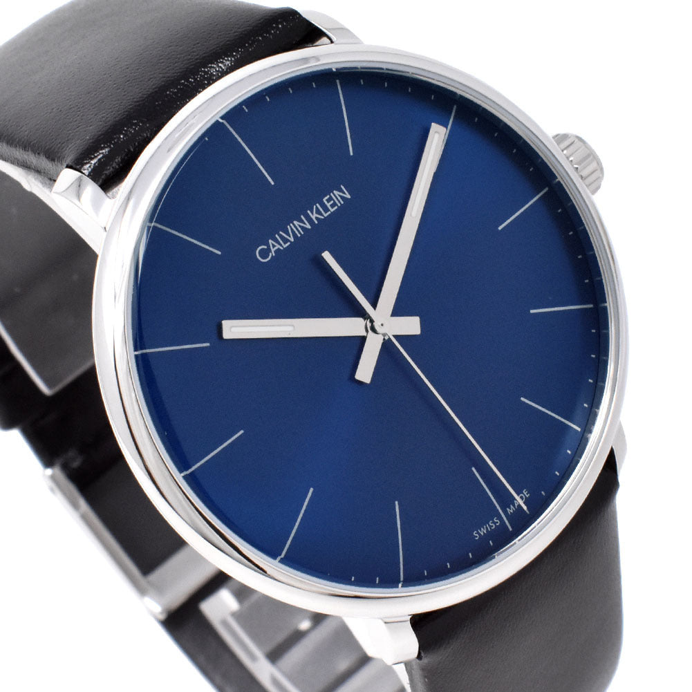 Calvin Klein High Noon Quartz Blue Dial Black Leather Strap Watch for Men - K8M211CN Watches Calvin Klein   