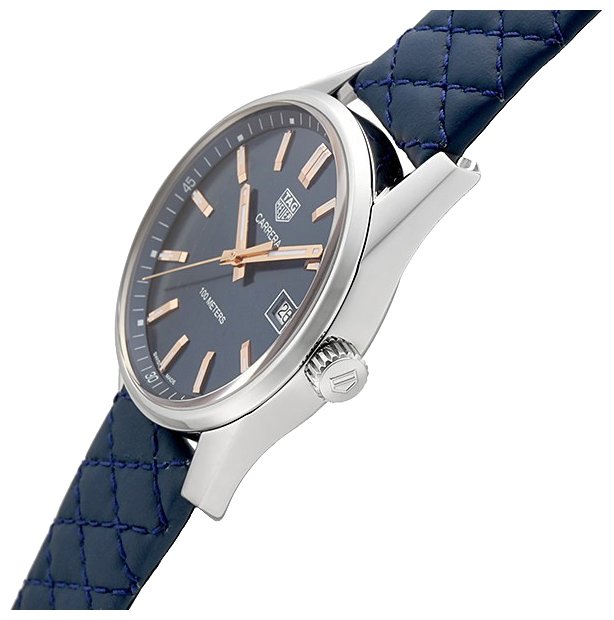 Tag Heuer Carrera Quartz 39mm Blue Dial Blue Calfskin Strap Watch for Women - WAR1112.FC6391 Watches Tag Heuer   