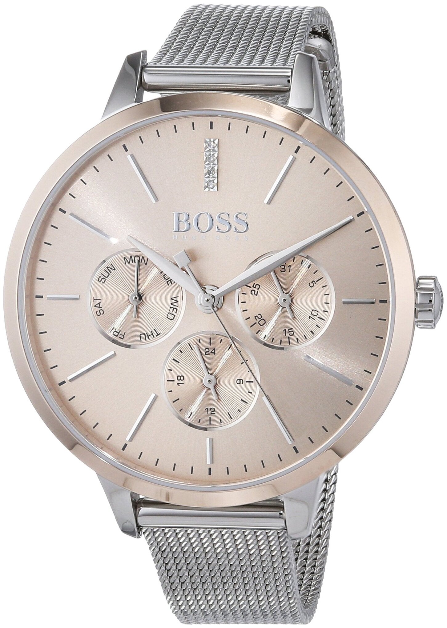 Hugo Boss Symphony Brown Dial Silver Mesh Bracelet Watch for Women - 1502423 Watches Hugo Boss   