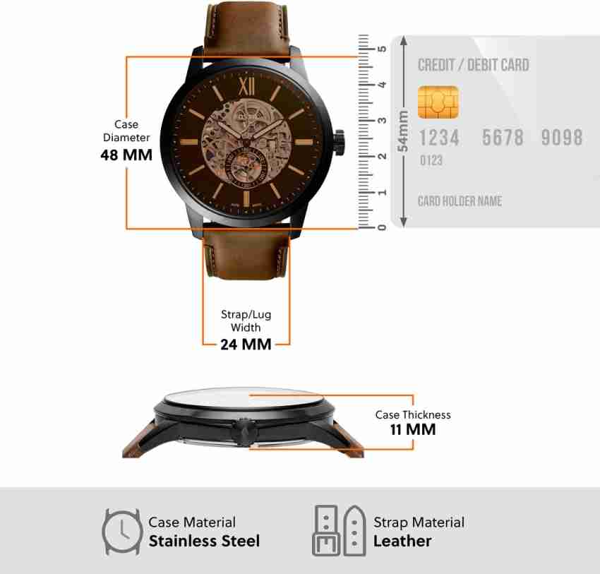 Fossil Townsman Automatic Black Dial Brown Leather Strap Watch for Men - ME3155 Watches Fossil   