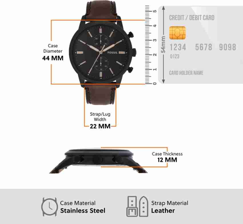 Fossil Townsman Chronograph Black Dial Brown Leather Strap Watch for Men - FS5437 Watches Fossil   