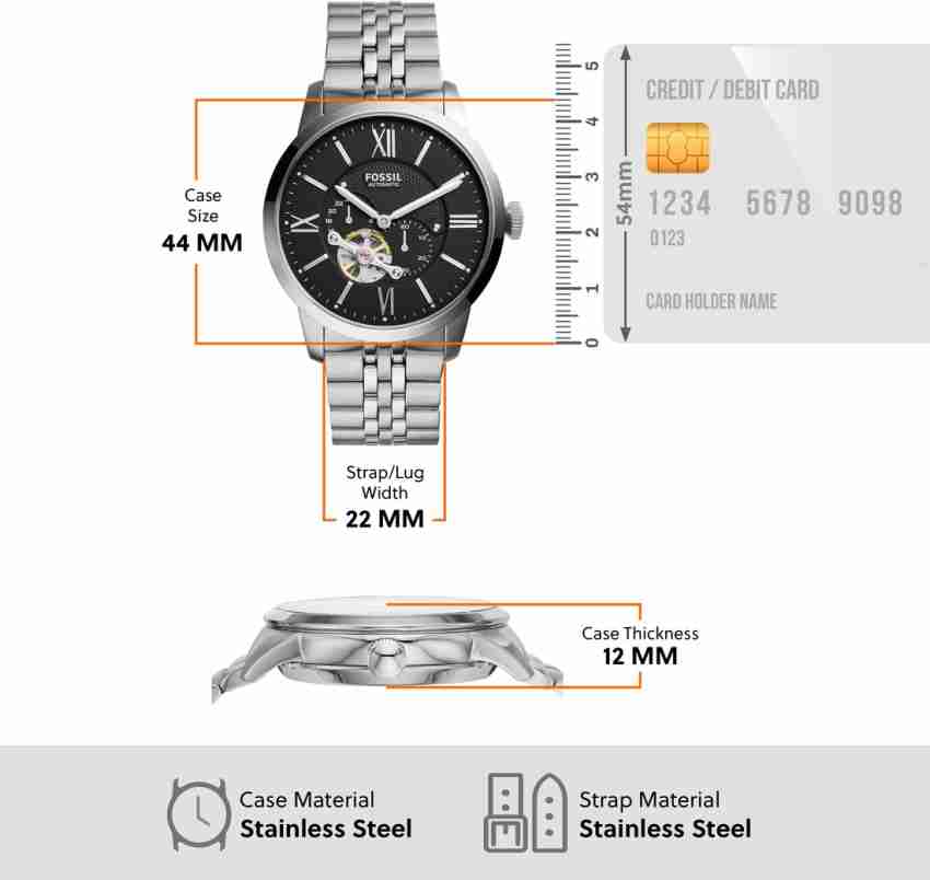 Fossil Townsman Black Dial Silver Steel Strap Watch for Men - ME3107 Watches Fossil   