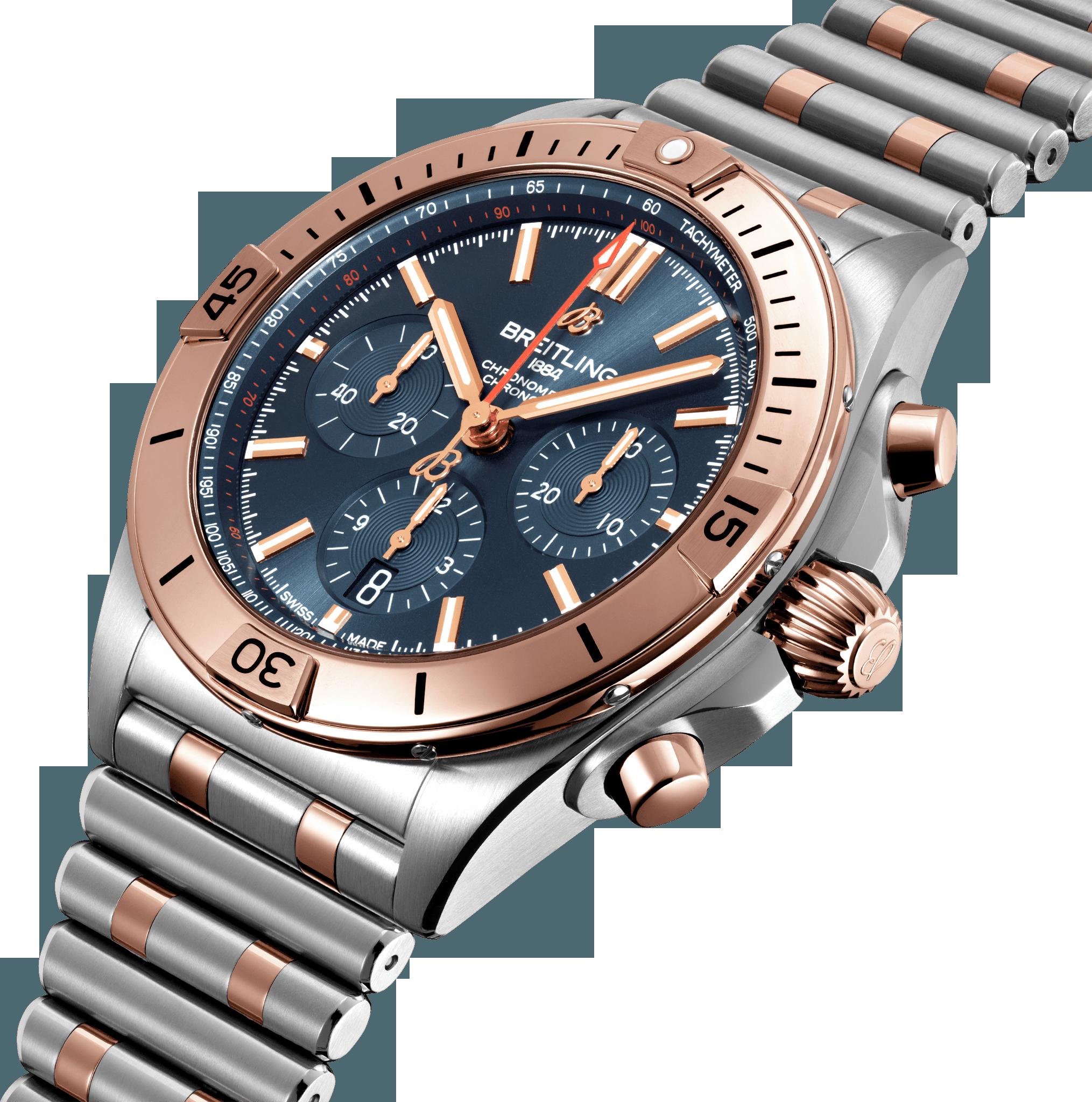 Breitling Chronomat B01 42mm Blue Dial Two Tone Steel Strap Watch for Men - UB0134101C1U1 Watches Breitling   