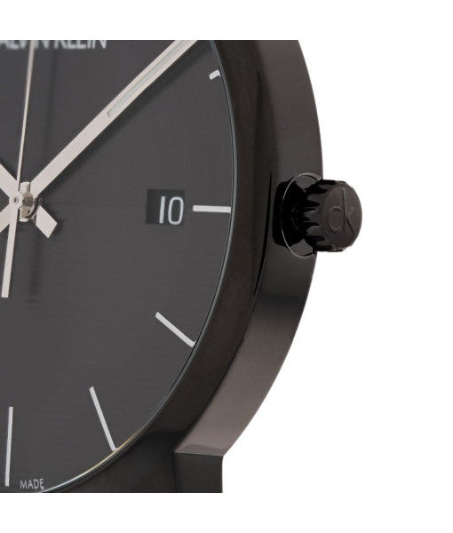 Calvin Klein City Quartz Black Dial Black Leather Strap Watch for Men - K2G2G4C1 Watches Calvin Klein   