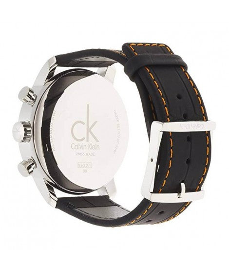 Calvin Klein City Chronograph Black Dial Black Leather Strap Watch for Men - K2G271C1 Watches Calvin Klein   