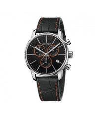 Calvin Klein City Chronograph Black Dial Black Leather Strap Watch for Men - K2G271C1 Watches Calvin Klein   