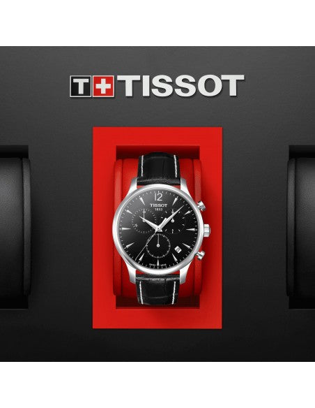 Tissot T Classic Tradition Black Dial Black Leather Strap Watch For Men - T063.617.16.057.00 Watches Tissot   